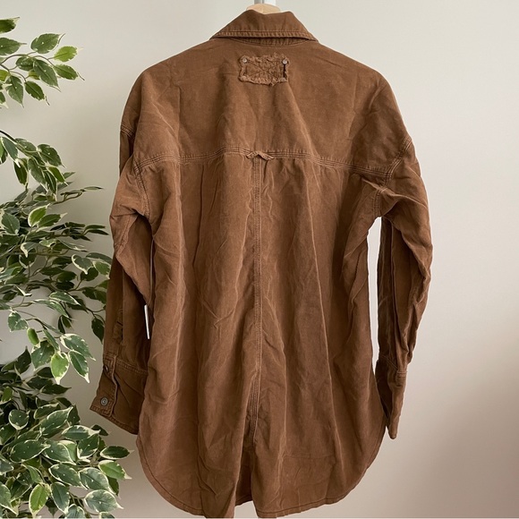 NEW Free People Baby Cord Button Down Shirt - Picture 9 of 16